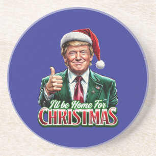 Dessous De Verre En Grès Donald Trump Noël Le chapeau du Père Noël monte