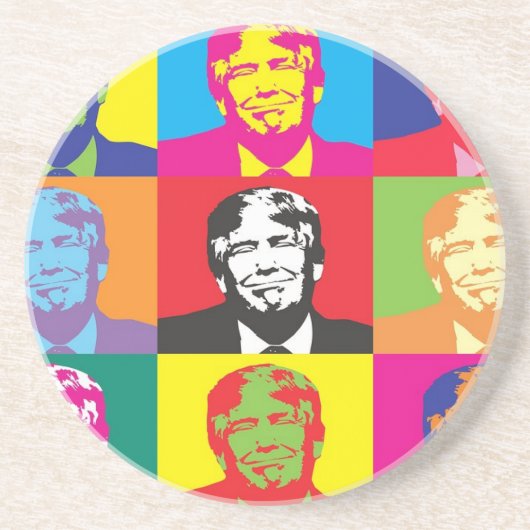 Dessous De Verre En Grès Donald Trump Pop Art (Devant)