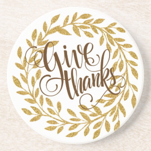 Dessous De Verre En Grès Donnez Merci Texte Fantastique Avec Wreath Or