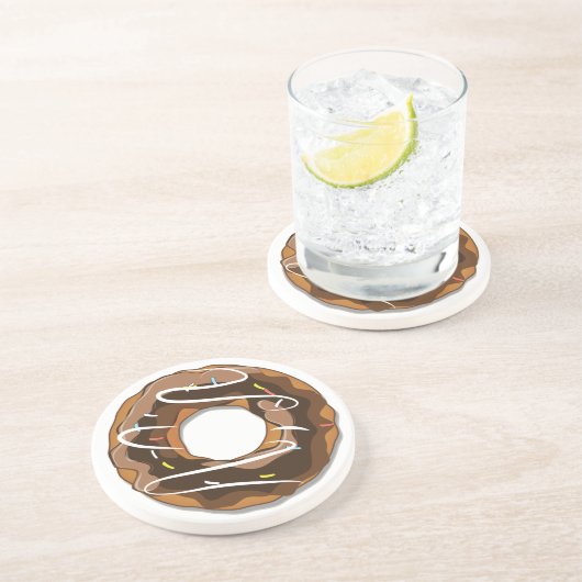 Dessous De Verre En Grès Donuts avec glaçage au chocolat (Côté)