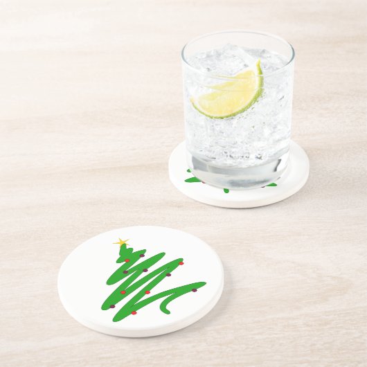 Dessous De Verre En Grès Doodle arbre de Noël vert (Côté)