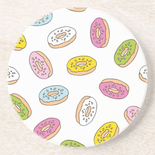 Dessous De Verre En Grès Doodle beiguts motif, design sans soudure. (Devant)