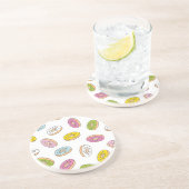 Dessous De Verre En Grès Doodle beiguts motif, design sans soudure. (Côté)