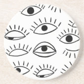 Dessous De Verre En Grès Doodle eye, motif créatif sans couture. (Devant)