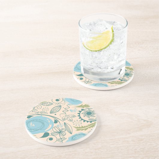 Dessous De Verre En Grès Doodles de fleurs (Côté)