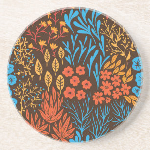 Dessous De Verre En Grès Doodles floraux foncés