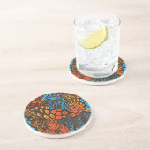 Dessous De Verre En Grès Doodles floraux foncés (Côté)