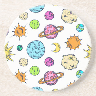 Dessous De Verre En Grès Doodles spatiaux Arrière - plan cosmique