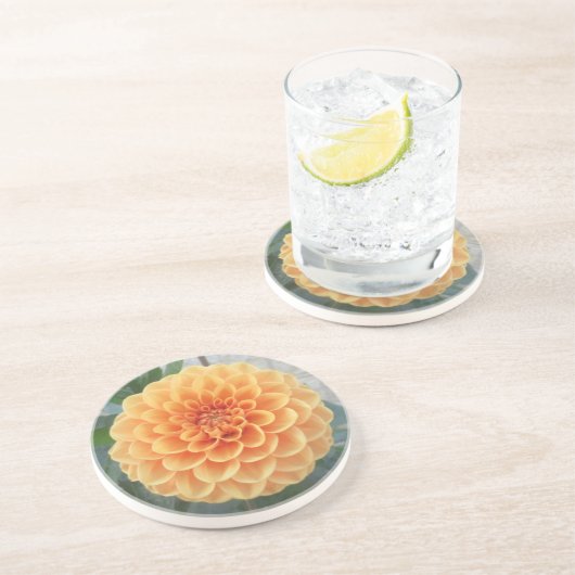 Dessous de verre en grès d'Orange Dahlia (Côté)
