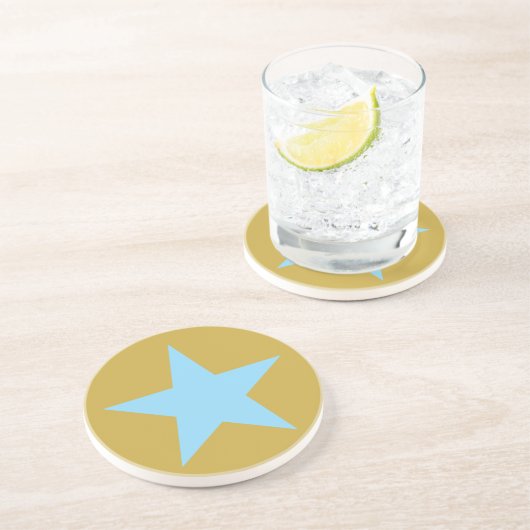 Dessous de verre en grès doré avec BlueStar Drink (Côté)