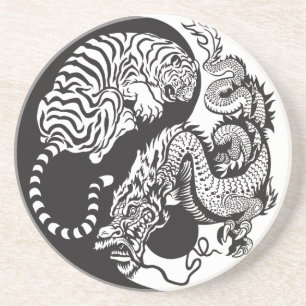 Dessous De Verre En Grès dragon and tiger yin yang