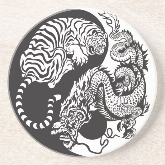Dessous De Verre En Grès dragon and tiger yin yang (Devant)