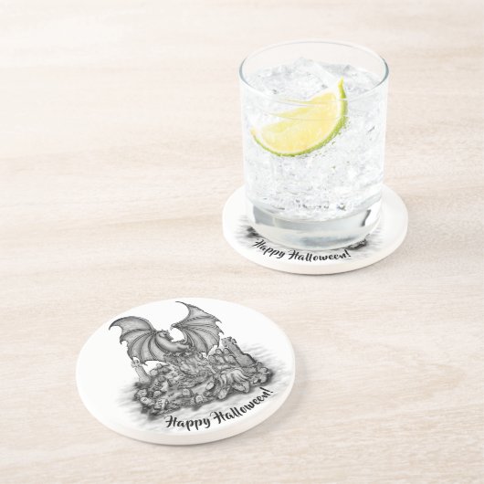 Dessous De Verre En Grès Dragon avec Zombie (Côté)