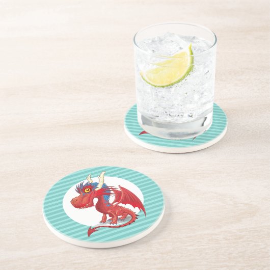 Dessous De Verre En Grès Dragon Bébé Rouge (Côté)