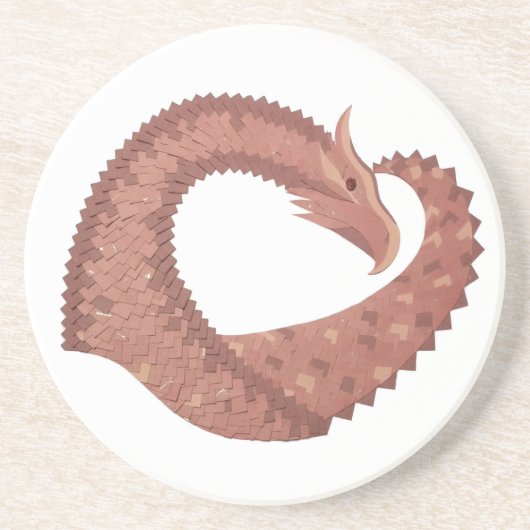 Dessous De Verre En Grès Dragon cardiaque Brown en blanc (Devant)