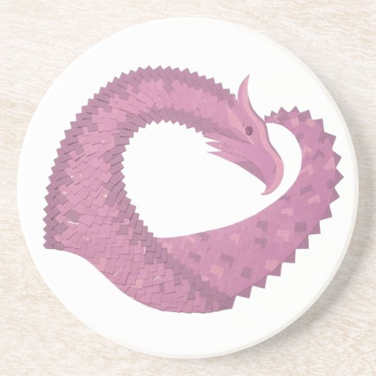 Dessous De Verre En Grès Dragon cardiaque mauve sur blanc (Devant)