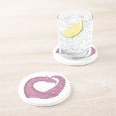 Dessous De Verre En Grès Dragon cardiaque mauve sur blanc (Côté)