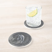 Dessous De Verre En Grès Dragon Celtique Argent (Côté)