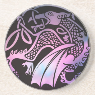 Dessous De Verre En Grès Dragon celtique rond