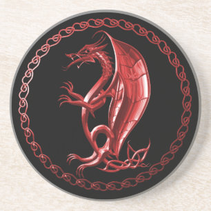 Dessous De Verre En Grès Dragon celtique rouge
