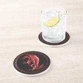 Dessous De Verre En Grès Dragon celtique rouge (Côté)