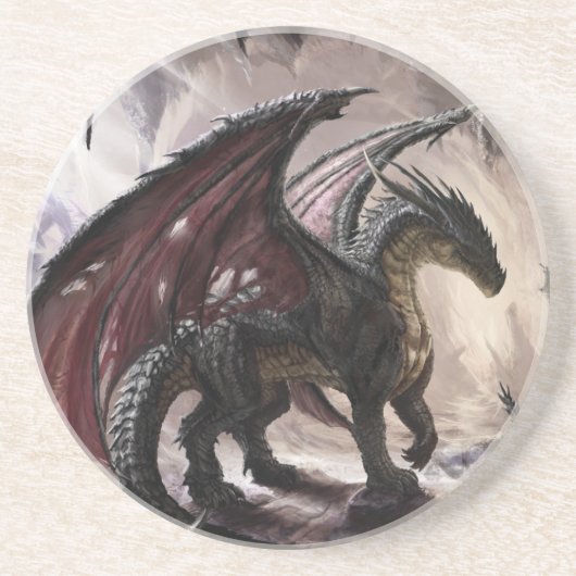 Dessous De Verre En Grès Dragon dans la grotte (Devant)