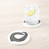 Dessous De Verre En Grès Dragon de coeur noir sur blanc (Côté)