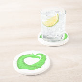Dessous De Verre En Grès Dragon de coeur vert citron blanc (Côté)