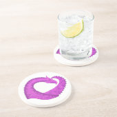 Dessous De Verre En Grès Dragon de coeur violet clair sur blanc (Côté)