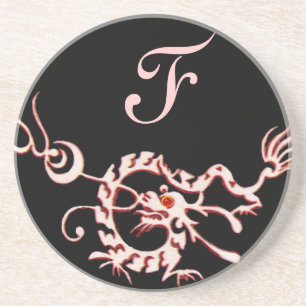 Dessous De Verre En Grès DRAGON DE MER 2 MONOGRAMME rose noir