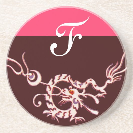 Dessous De Verre En Grès DRAGON DE MER 2 MONOGRAMME rose violet (Devant)