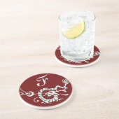 Dessous De Verre En Grès DRAGON DE MER 2 MONOGRAMME rouge blanc (Côté)