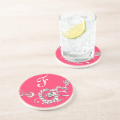 Dessous De Verre En Grès DRAGON DE MER 2 MONOGRAS rose blanc (Côté)