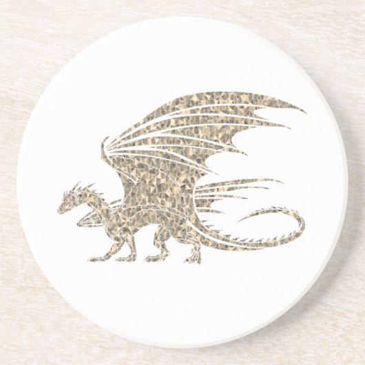 Dessous De Verre En Grès Dragon de mosaïque Extraordinaire Golden (Devant)