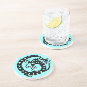 Dessous De Verre En Grès DRAGON DE NAGE, noir et bleu (Côté)