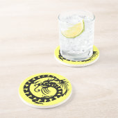 Dessous De Verre En Grès DRAGON DE NAGE, noir et jaune (Côté)