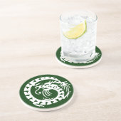 Dessous De Verre En Grès DRAGON DE NAGE, vert et blanc (Côté)