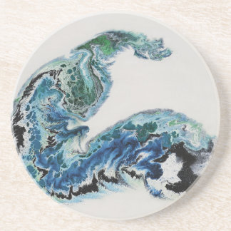 Dessous De Verre En Grès “Dragon in the Waves – Abstract Ocean Energy Coast