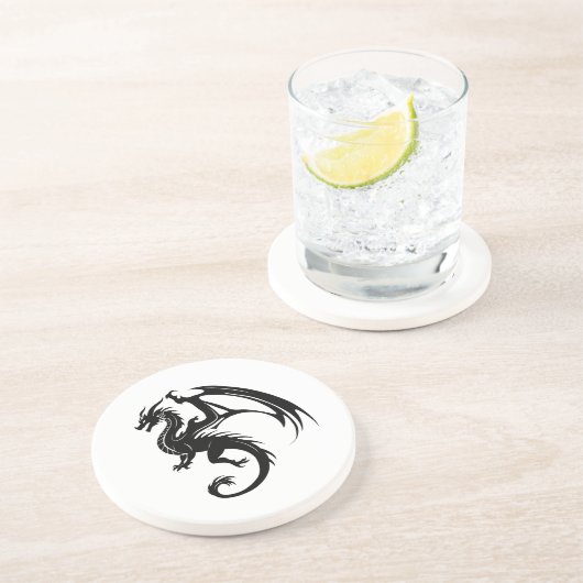 Dessous De Verre En Grès Dragon noir (Côté)