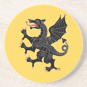 Dessous De Verre En Grès Dragon Rampant Sable