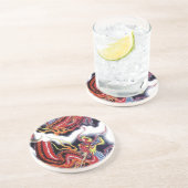 Dessous De Verre En Grès Dragon Rouge Japonais (Côté)