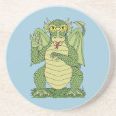 Dessous De Verre En Grès Dragon vert mignon (Devant)