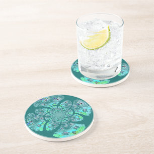 Dessous De Verre En Grès Dragonflies, Floral Eau Couleur Personnalisée