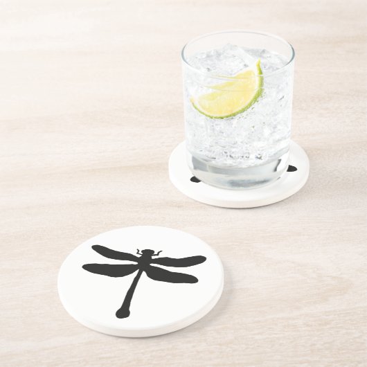 Dessous De Verre En Grès Dragonfly noir et blanc (Côté)