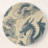 Dessous De Verre En Grès Dragons Antiquités Fantastiques (Devant)