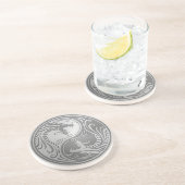 Dessous De Verre En Grès Dragons de Yin Yang d'acier inoxydable (Côté)