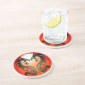 Dessous De Verre En Grès Dragons tribaux jumeaux (Côté)