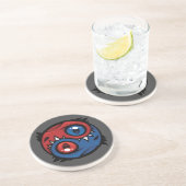Dessous De Verre En Grès Dragons Yin Yang Rouge et Bleu (Côté)