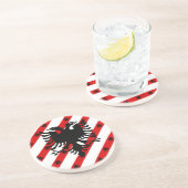 Dessous De Verre En Grès Drapeau à rayures albanais (Côté)