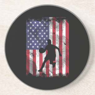 Dessous De Verre En Grès Drapeau américain Basket-ball Vintage Baller patri
